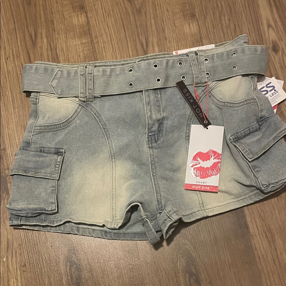 Hot Kiss Faded Blue Cargo Shorts